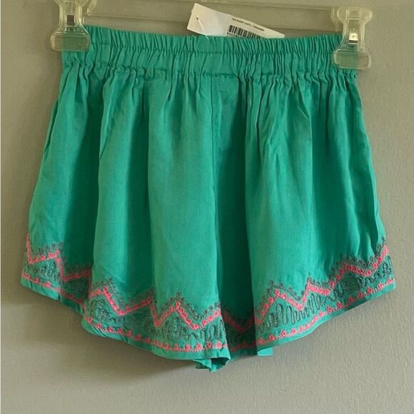YOA Turquoise Shorts With Pink Embroidery - Picture 2 of 6